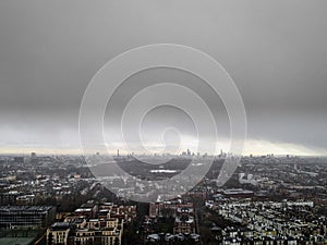 Aerial view of Holland park and Kensington area in London in England