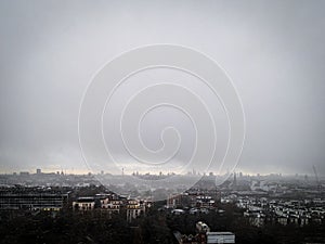 Aerial view of Holland park and Kensington area in London in England