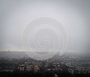 Aerial view of Holland park and Kensington area in London in England