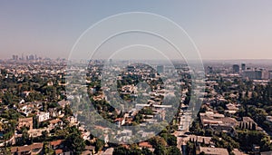 Aerial view on the Hollywood sign district in Los Angeles