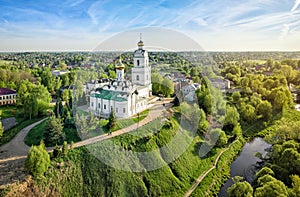 Aerial view of Holy Trinity Cathedral in Vyazma, Russia