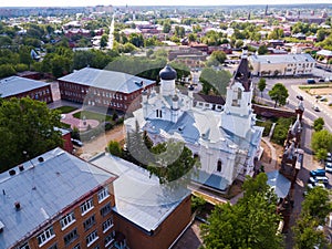 Aerial view of Holy Trinity Mariinsky Convent at city Yegorievsk.
