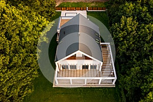 Aerial view of home with veranda