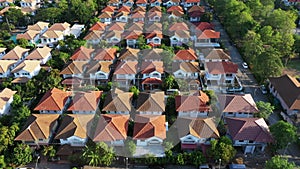 Aerial view of home village in Bangkok Thailand