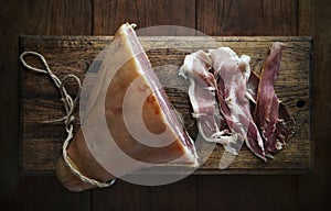 Aerial View of Homemade Dry-cured Ham photo