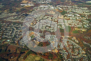 Aerial view of homes