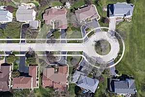 Aerial View of Homes in a Cul-de-sac
