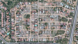 Aerial view of homes in Gaborone, Botswana