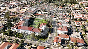 Aerial view of homes in Santa Barbara, California.