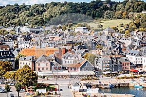 Aerial view of Honfleur town, France