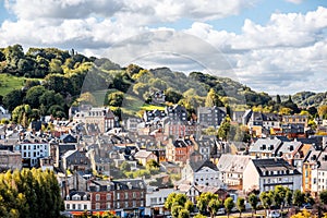 Aerial view of Honfleur town, France