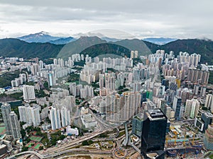 Aerial view of Hong Kong city in Kowloon