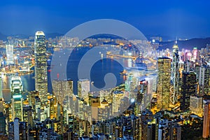 Aerial view of Hong Kong modern skyline, China
