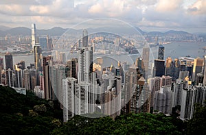 The aerial view of Hongkong cityscape