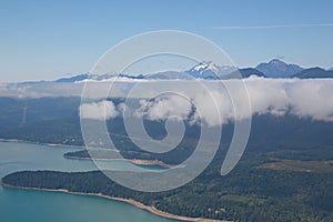 Aerial View of Hood Canal and Olympic Mountains