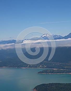 Aerial View of Hood Canal and Olympic Mountains