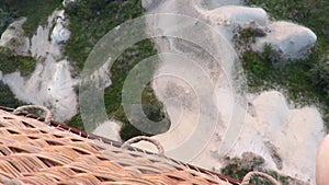 Aerial View From Hot Air Balloon Basket While Flying Over Cappadocia