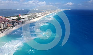 Aerial view of the Hotel Zone in Cancun photo