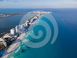 Aerial view of Hotel Zone in Cancun, Mexico