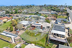 Aerial view of house in San Diego suburb, California, USA