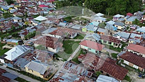 aerial view of houses .aerial view of densely populated settlements