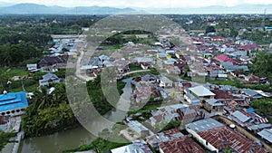 aerial view of houses .aerial view of densely populated settlements