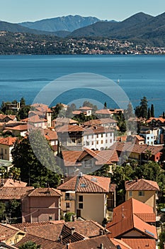 Aerial view of houses in Cannero Riviera