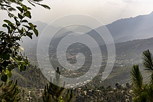 Aerial view of the houses and residential community in the Buner valley