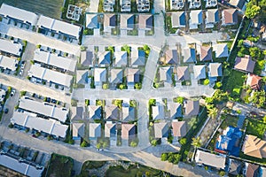 Aerial view of housing subdivision or housing development