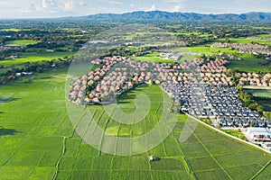 Aerial view of housing subdivision or housing development