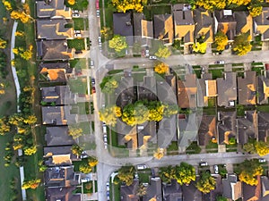Aerial view Houston suburban neighborhood residential near park