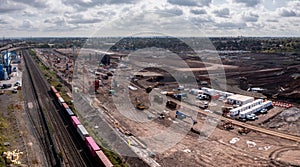 Aerial view of the HS2 construction site near Washwood Heath in Birmingham