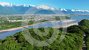 Aerial view of Hualien City in Taiwan.