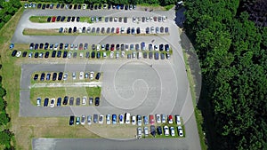 Aerial view of a huge car parking lot