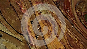 Aerial view of huge, modern open pit mine