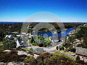 Aerial view of Hummelsund on Sotra, in the west of Norway