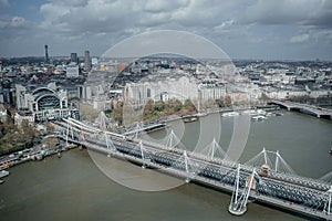 Aerial View of Hungerford Bridge and Golden Jubilee Bridges, London