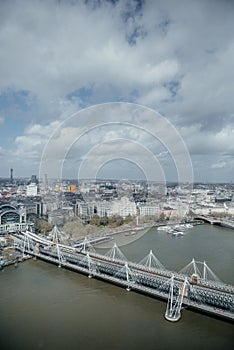 Aerial View of Hungerford Bridge and Golden Jubilee Bridges, London