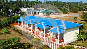 Aerial view of a huts in a resort in Neil Island, Andaman & Nicobar Island, India