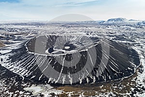 Aerial view of Hverfjall Crater, Myvatn