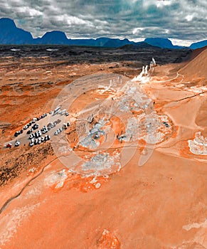 Aerial view of Hverir Geothermal Area, Iceland