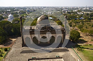 Aerial View of The Ibrahim Rauza tomb in Bijapur , India