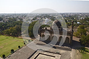 Aerial View of The Ibrahim Rauza tomb in Bijapur, India