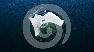 Aerial View Iceberg with a Large Hole, Newfoundland