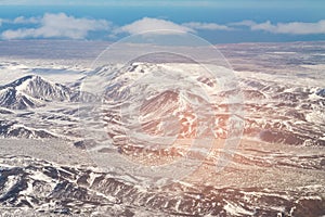 Aerial view Iceland mountains landscpae winter season