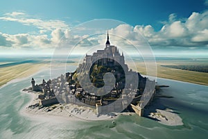 Aerial view of the iconic Mont SaintMichel in