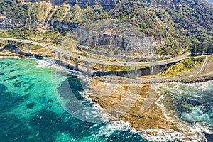 Aerial view of the iconic Sea Cliff Bridge New South Wales, Australia