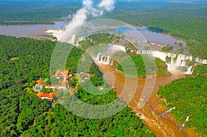 Aerial view of Iguazu falls.