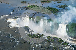 Aerial View of Iguazu Falls on the Border of Argentina and Brazil