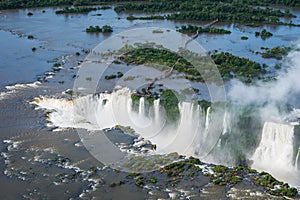 Aerial View of Iguazu Falls on the Border of Argentina and Brazil